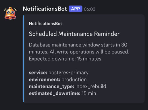 Notificación de Mantenimiento Programado